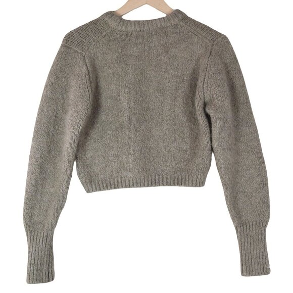 ZARA Taupe Cropped Chunky Knit Sweater Medium Minimalist Boxy Fit - Picture 3 of 8